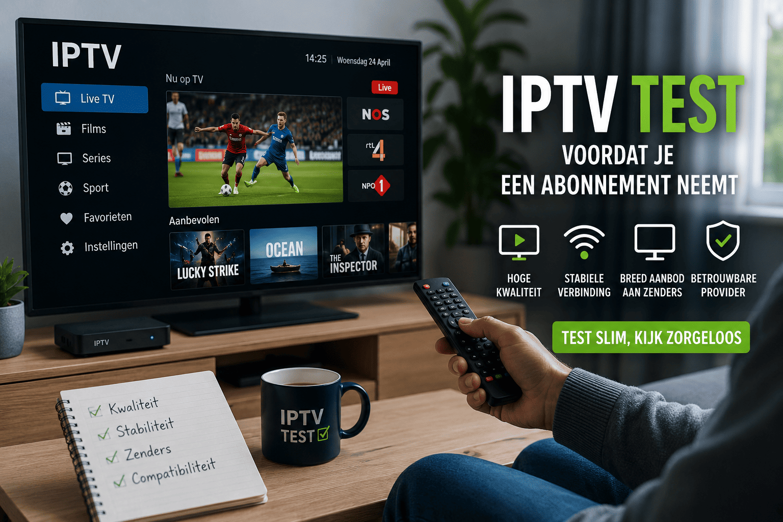 IPTV test voor Nederlandse gebruikers op Smart TV met stabiele streamkwaliteit en Nederlandse zenders