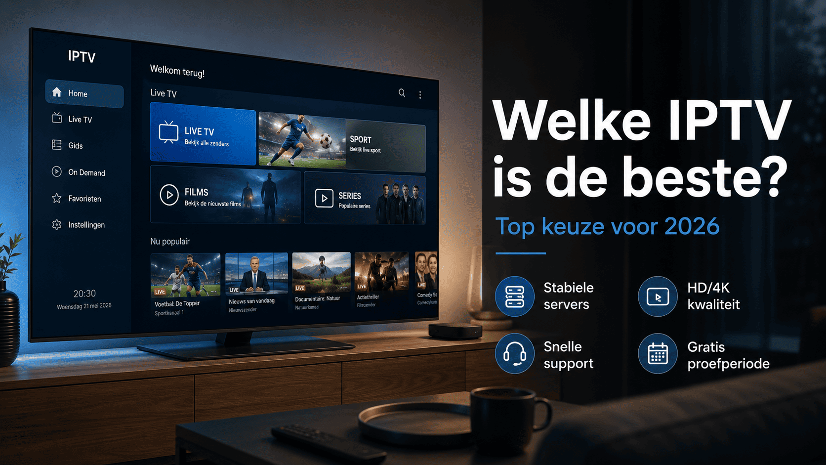 Welke IPTV is de beste voor stabiele streaming op Smart TV met HD/4K kwaliteit, snelle support en gratis proefperiode.