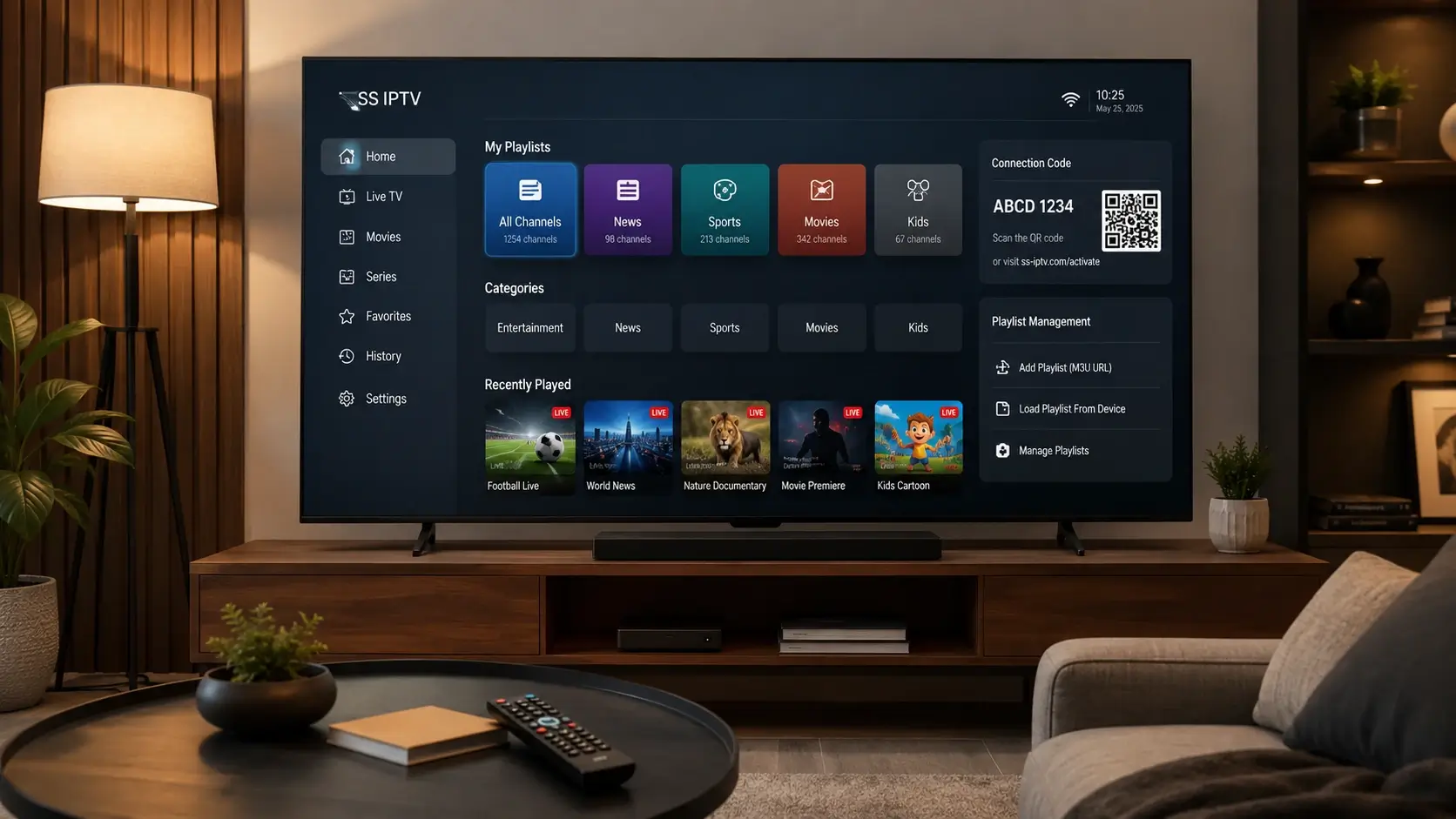 SS IPTV instellen op Smart TV met M3U playlist en connection code
